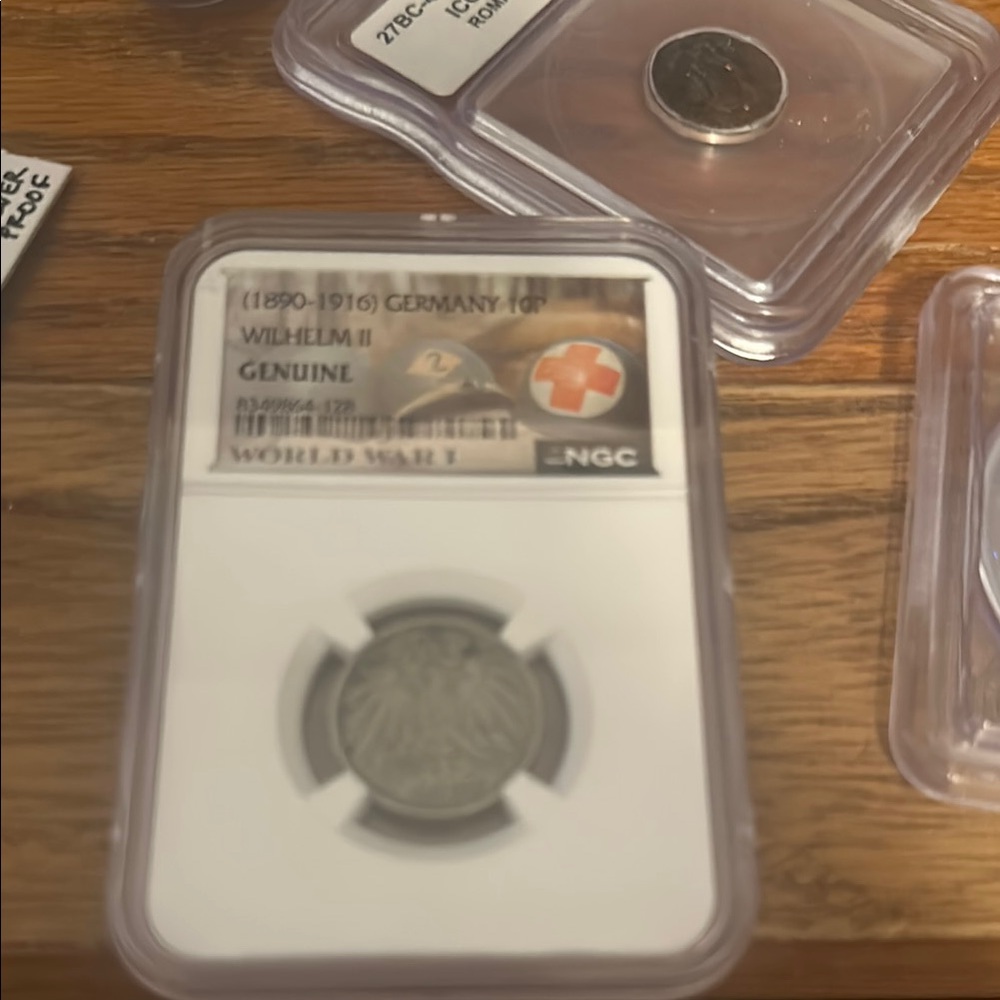 NGC (1890-1916) Germany 10 Pfennig Coin in Protective Case